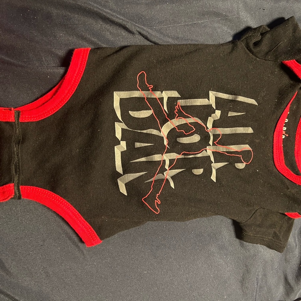 Jordan Black and Red Kids Bodysuit